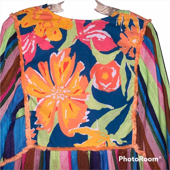 Anthropologie Large Floral Beaded Babydoll Blouse - Picture 5 of 12